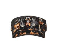 Three Dachshunds Print Sun Visor Hats for Women Men Adjustable Sports Golf Running Sun Caps Black, Black, One Size