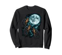 Three Dachshunds Under Moon Canine Night Scene Sweatshirt