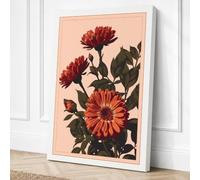 Three Dahlias in Bloom Canvas Wall Art Print 18x12 Inch | Ready to Hang, Gallery Wrapped, Fade-Resistant Inks, Securely Packaged, UK Made