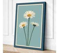 Three Daisies Botanical Canvas Wall Art Print 24x16 Inch (61 x 41 cm)