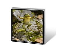 Three Dancing Frogs Lapel Pin Brooches Square Fashion Brooch Pin Cute Button Badges Alloy Button Pins Enamel Pins Metal Pinback for Hat Shirt Clothing Bags