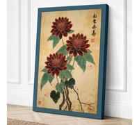 Three Dark Dahlias Japandi Canvas Wall Art Print 18x12 Inch | Ready to Hang, Gallery Wrapped, Fade-Resistant Inks, Securely Packaged, UK Made