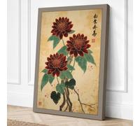 Three Dark Dahlias Japandi Canvas Wall Art Print 30x20 Inch | Ready to Hang, Gallery Wrapped, Fade-Resistant Inks, Securely Packaged, UK Made