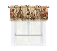 Three Deer In A Flower Bed Short Kitchen Curtains For Windows 52" W X 18" L Light Filtering Small Cafe Curtain Valance 3'' Rod Pocket Window Treatments (1 Panel)