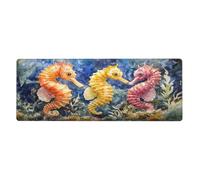 Three Different Seahorses Mouse Pad In Big Extended Non-Slip Rubber Base Mousepad With Stitched Edges Gaming Pc Desktop Large Mouse Pad 11.8x31.5