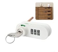 Three Digit Code Lock, Resettable Mechanical Combination Lock for Cabinet Drawer, Zinc Alloy Rotary Latch with Keyless Security for RV Camper Toolbox Boat School Locker(B-White)