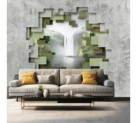 Three Dimensiona Abstract Mountain Peak Waterfall Creative Modern 3D Wallpaper Premium Textured Silk Neutral Tones Material Ideal for Living Room Bedroom-200cm×140cm