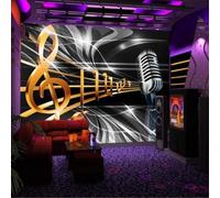 Three Dimensiona Art Lines Dynamic Musical Symbols Smoke 3D Wallpaper Premium Textured Silk Study Dining Living Room Bedroom Sofa TV Wall Easy Install-300cm×210cm