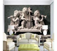 Three Dimensiona Art Plaster Sculpture Little Angel Music 3D Wallpaper Premium Textured Silk Study Dining Living Room Bedroom Sofa TV Wall Easy Install-150cm×105cm