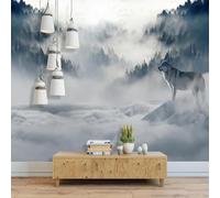 Three Dimensiona Forest Animals Wolf Flying Birds Modern 3D Wallpaper Premium Textured Silk Neutral Tones Material Ideal for Living Room Bedroom-150cm×105cm