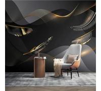 Three Dimensiona Gold Lines Plants Leaves 3D Wallpaper Luxury Home Dining Decor Paste Sofa Living Room The Wall for Bedroom Mural-300cm×210cm