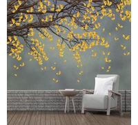 Three Dimensiona Hand Drawn Tree Branches Golden Ginkgo Leaves 3D Wallpaper Luxury Home Dining Decor Paste Sofa Living Room The Wall for Bedroom Mural-200cm×140cm
