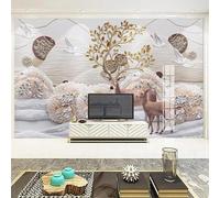 Three Dimensiona Jungle Moose Flying Birds Abstract Art 3D Wallpaper Luxury Home Dining Decor Paste Sofa Living Room The Wall for Bedroom Mural-300cm×210cm