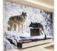 Three Dimensiona Jungle Snow Scene Animals Wolf 3D Wallpaper Luxury Home Dining Decor Paste Sofa Living Room The Wall for Bedroom Mural-350cm×256cm