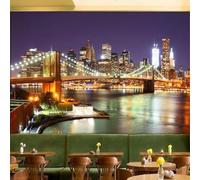 Three Dimensiona Minimalist City Architecture River Bridge Modern 3D Wallpaper Premium Textured Silk Neutral Tones Material Ideal for Living Room Bedroom-400cm×280cm