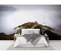 Three Dimensiona Mountain Peaks Architecture Mist Art Modern 3D Wallpaper Premium Textured Silk Neutral Tones Material Ideal for Living Room Bedroom-200cm×140cm
