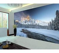 Three Dimensiona Sky Mountain Peaks Jungle Snowy Landscape Modern 3D Wallpaper Premium Textured Silk Neutral Tones Material Ideal for Living Room Bedroom-200cm×140cm