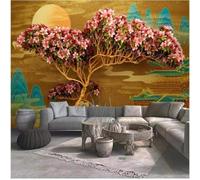 Three Dimensiona Small Trees Flowers Hand Drawn Mountains Architecture 3D Wallpaper Silky Texture Home Study Office Grey Dining Room Sofa Bedroom Living Room TV Backdrop-150cm×105cm
