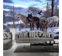 Three Dimensiona Snow Capped Mountains Jungle Animals Wolves 3D Wallpaper Luxury Home Dining Decor Paste Sofa Living Room The Wall for Bedroom Mural-150cm×105cm