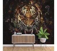 Three Dimensiona Unique Hand Drawn Fierce Animals Tigers 3D Wallpaper Premium Textured Silk Study Dining Living Room Bedroom Sofa TV Wall Easy Install-350cm×256cm