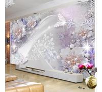 Three Dimensiona White Purple Flowers Butterflies 3D Wallpaper Luxury Home Dining Decor Paste Sofa Living Room The Wall for Bedroom Mural-150cm×105cm