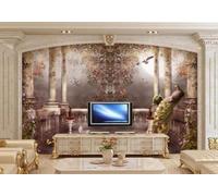 Three Dimensional Architecture Peacock Flying Bird Butterfly 3D Wallpaper Luxury Home Dining Decor Paste Sofa Living Room The Wall for Bedroom Mural-350cm×256cm
