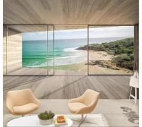 Three Dimensional Balcony View from The Window Sea View Visual Extension 3D Wallpaper Easy Install Feature Office Living Room Sofa Bedroom TV Background Wall Decoration-150cm×105cm