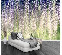 Three Dimensional Beautiful Purple Flowers Vines 3D Wallpaper Easy Install Feature Office Living Room Sofa Bedroom TV Background Wall Decoration-430cm×300cm