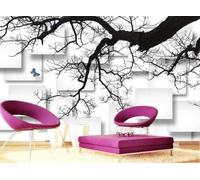 Three Dimensional Black and White Geometric Butterfly Tree 3D Wallpaper Luxury Home Dining Decor Paste Sofa Living Room The Wall for Bedroom Mural-250cm×170cm