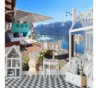 Three Dimensional Blue Sky Mountains Architecture 3D Wallpaper Luxury Home Dining Decor Paste Sofa Living Room The Wall for Bedroom Mural-250cm×170cm