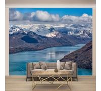Three Dimensional Blue Sky White Clouds Mountains River 3D Wallpaper Textured Silk Easy Install Living Room Sofa Bedroom Dining Room Home Decoration Wall-430cm×300cm