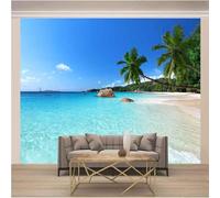 Three Dimensional Blue Sky White Clouds Sea Coconut Tree 3D Wallpaper Luxury Home Dining Decor Paste Sofa Living Room The Wall for Bedroom Mural-250cm×170cm