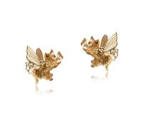 Three-dimensional butterfly and cat earrings personalized cat earrings retro gold accessories fashionable women's accessories, 0.59 in×0.59 in, Brass, No Gemstone