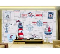 Three Dimensional Cartoon Lighthouse Sailboat Flying Bird 3D Wallpaper Luxury Silk Study Dining Feature Sofa Grey Bedroom Living Room Tv Decorative Wall-250cm×170cm