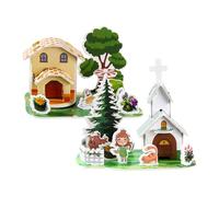 Three-Dimensional Cartoon Puzzles - Building Model Three-Dimensional Puzzles, Architectural Model Kids Three-Dimensional Puzzle, Children Puzzle Education Toy Perfect for Kids - Church and Garden Room