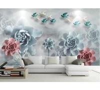 Three Dimensional Colourful Flowers Birds in Flight Swans 3D Wallpaper Easy Install Feature Office Living Room Sofa Bedroom TV Background Wall Decoration-350cm×256cm