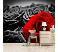 Three Dimensional Creative Red Black Rose 3D Wallpaper Textured Silk Easy Install Living Room Sofa Bedroom Dining Room Home Decoration Wall-200cm×140cm