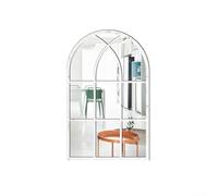 Three Dimensional Decorative Mirror Sticker Simulating Window Architecture Using Wood Frame and Acrylic Reflection (White)