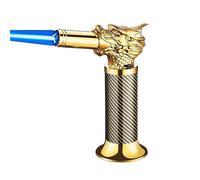 Three-dimensional dragon carving welding lighter, portable windproof lighter, refillable with safety lock, barbecue cooking moxibustion outdoor lighter (without fuel)(Gold)