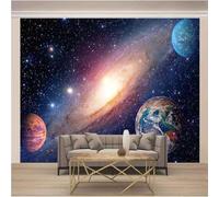 Three Dimensional Dreamlike Universe Starry Sky Cartoon Planet 3D Wallpaper Textured Silk Easy Install Living Room Sofa Bedroom Dining Room Home Decoration Wall-430cm×300cm