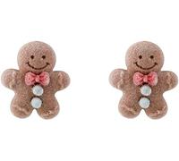 Three-Dimensional Flocking Cartoon Gingerbread Man Korean Style Earrings Women Ear Stud Christmas Stud Earrings Attractive design