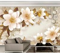 Three Dimensional Flowers Leaves Pearls Creativity Modern 3D Wallpaper Premium Textured Silk Neutral Tones Material Ideal for Living Room Bedroom-150cm×105cm