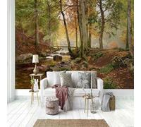 Three Dimensional Forest River Creative Art 3D Wallpaper Textured Silk Easy Install Living Room Sofa Bedroom Dining Room Home Decoration Wall-400cm×280cm