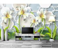 Three Dimensional Geometric Flower Fish Reflection 3D Wallpaper Luxury Home Dining Decor Paste Sofa Living Room The Wall for Bedroom Mural-400cm×280cm