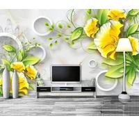 Three Dimensional Geometric Round Flower Marble Like 3D Wallpaper Luxury Home Dining Decor Paste Sofa Living Room The Wall for Bedroom Mural-250cm×170cm