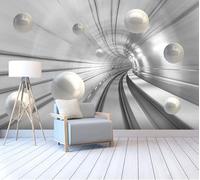 Three Dimensional Geometric Sphere Tunnel Spatial Extension 3D Wallpaper Easy Install Feature Office Living Room Sofa Bedroom TV Background Wall Decoration-200cm×140cm