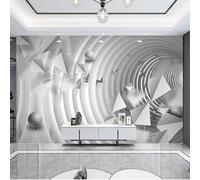 Three Dimensional Geometric White Circular Triangle Extended Space 3D Wallpaper Luxury Silk Study Dining Feature Sofa Grey Bedroom Living Room Tv Decorative Wall-350cm×256cm
