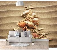 Three Dimensional Golden Beach Shells Starfish 3D Wallpaper Luxury Home Dining Decor Paste Sofa Living Room The Wall for Bedroom Mural-200cm×140cm