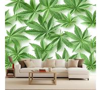 Three-Dimensional Green Cannabis Leaves Wallpaper Mural Plant Photo Wallpaper Three-Dimensional Green Cannabis Leaves 3D Wall Mural 300x210cm Non-Woven Premium Art Print Decoration Poster Picture