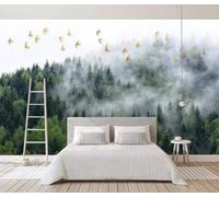 Three Dimensional Green Forest Gold Flying Birds 3D Wallpaper Luxury Home Dining Decor Paste Sofa Living Room The Wall for Bedroom Mural-430cm×300cm